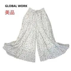 グローバルワーク リラックス　フレアワイドパンツ　スカーチョ　ガウチョ　春夏