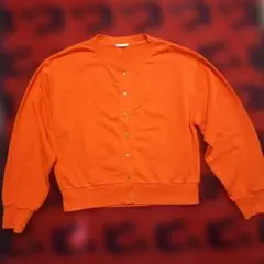 GU オレンジ ボタン付き カーディガン Mサイズ