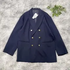 タグ付✨ LUCY (M) テーラードジャケット ダブル 紺ブレ 金ボタン　韓国のサムネイル