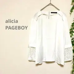 【alicia PAGEBOY】ブラウス　レース　ドッキング切替異素材　オフィス