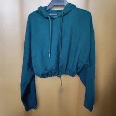 ZARA グリーン クロップドパーカー Sサイズ
