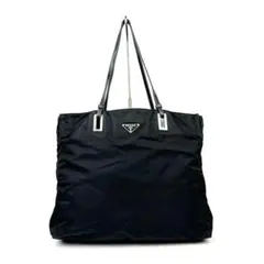 【美品】プラダ　ハンドバッグ　テスートナイロン　レザー　裏地総柄　三角ロゴ