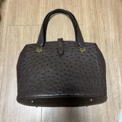 オーストリッチ ハンドバッグ ブラウン