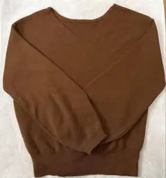 ブラウン メリノウール 長袖セーター サイズ38