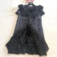 美品★MARNI マルニ ムートン ラムファー ロングジレ ベスト 羊革 42