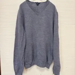 GAP 100% エクストラファイン メリノウール Vネックセーター グレー M