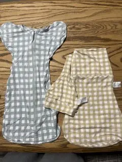 チェック柄スワドル 新生児用・3M 2点＆帽子