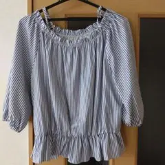 INGNI　ストライプ柄 ボリュームスリーブ ブラウス M
