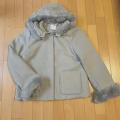 アースミュージック&エコロジー　ファーコート　ノーカラーコート　ライトグレー　M