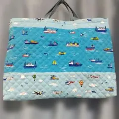 船と飛行機柄　レッスンバッグ　ハンドメイド