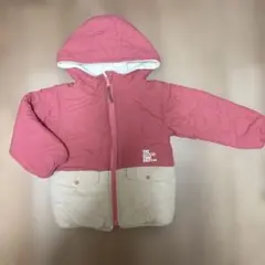 キッズ 中綿ジャケット ピンク×ベージュ ボア裏地