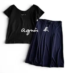 アニエスベー 洗える 2WAYロゴTシャツ＆とろみプリーツタックスカート セットのサムネイル