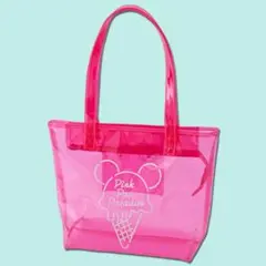 【美品】東京ディズニーリゾート ピンク クリアトートバッグ ビニールバッグ