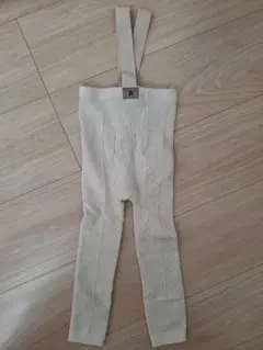 サスペンダー付ベビースパッツ クリーム色 リブ編み　85