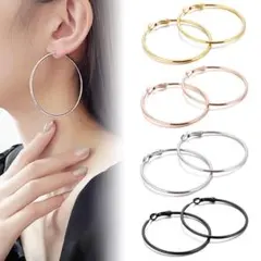 人気定番☆フープピアス 両耳 ステンレス 輪っかピアス