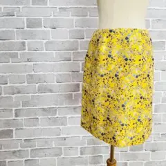 花柄 スカート タイト 膝丈 イエロー 華やか 上品 オフィス デート B146