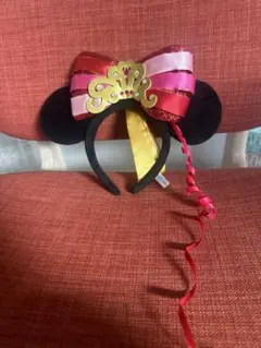ミニーマウス カチューシャ リボン付き