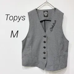 トピィーズ ベスト M ギンガムチェック 刺繍ロゴ ナイロン 通勤コーデ