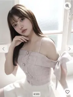 リップサービス サイドリボンオフショルトップス LIP SERVICE ピンク