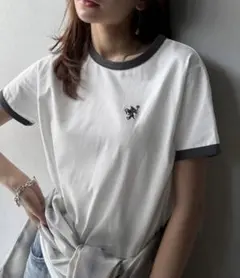 クラシカルエルフ オーガニックコットン混 綿100％胸刺繍リンガーTシャツのサムネイル