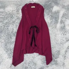 Yukiko Hanai｜ノースリーブ ニット（10）ボルドー ショールカラーのサムネイル