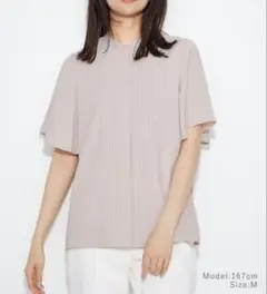 【着用1回美品】PLST ジョーゼットフロントピンタックブラウス ベージュ M