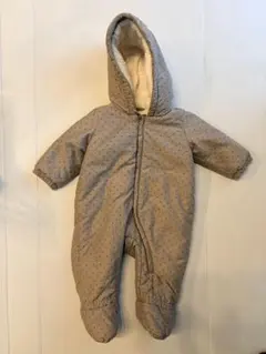 ベージュ ドット柄 フード付きアウター 12m