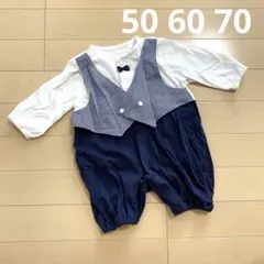 【値下げ】ボタン付きベスト風ロンパース 50-70cm