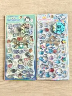 光るジュエルプチドロップシール　あわわちゃん　ふわふわうみのなかまたち　２点