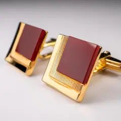 箱有 LANVIN シルバー×レッドアゲート ランバン カフリンクス