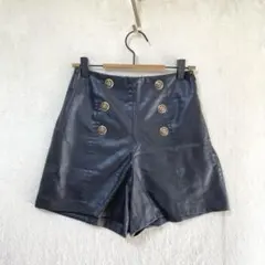 ZARA/フェイクレザーショートパンツ/XS/ハイウエスト ブラック