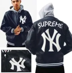 【最安値】supreme ヤンキース　コラボ　レザージャケット【美品】のサムネイル