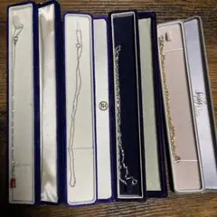 髙*》様 遺品整理　 シルバー ネックレス 5本セット 赤いチャーム付き