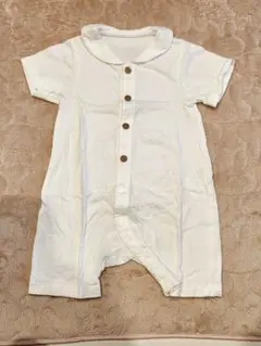 ユニクロ ベビー ショートオール ホワイト 前開き 60