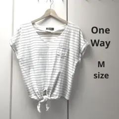 One Way/半袖ボーダーカットソー/Msize/白×ネイビーのサムネイル