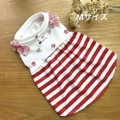 犬服　ハンドメイド　肩フリル＊リラックスワンピース　春夏　女の子　Mサイズのサムネイル