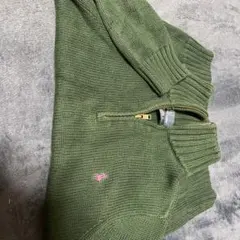 深緑ラルフローレンジップアップセーター140