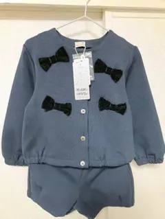 【新品】Petit main リボン付きネイビー セットアップ 110cm