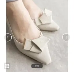 RANDA　モノグラムリボンヒールパンプス