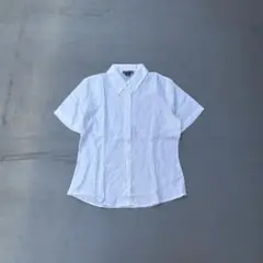 00s Lands'end 半袖　ホワイト　リネンシャツ　シャツ　レディース　麻