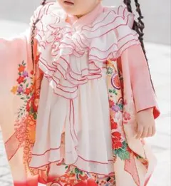 七五三 被布 チュール フリル 赤 白 ピンク アイボリー メロウ ドレス 3歳