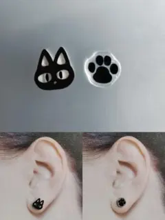 黒猫＆肉球　ピアス・イヤリングのサムネイル