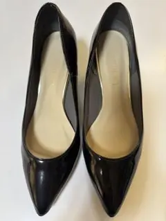 【USED】LE TALONルタロン ポインテッドエナメルプレーンパンプス 黒
