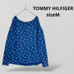 TOMMY HILFIGERトミーヒルフィガー長袖青×白総柄　カジュアルトップスのサムネイル
