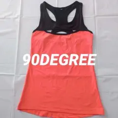 90 Degreeヨガスポーツウェアタンクトップ 蛍光オレンジと黒