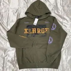 【新品】XLARGE オリーブ ジップアップパーカー　XL