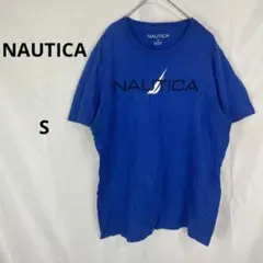 NAUTICA◇ノーティカ　半袖ロゴTシャツ【S】ブルー　青　クルーネック　春夏