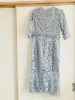 お呼ばれ パーティードレス ライトブルー レースドレス XL S M マーメイド