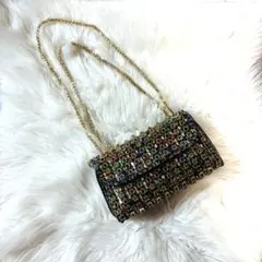 新品　パーティーバッグ　結婚式　多色ビーズ装飾クラッチバッグ