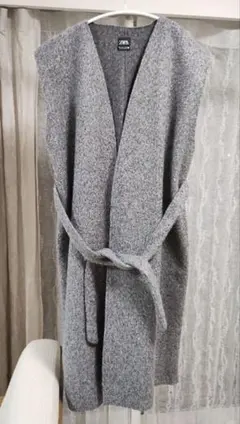ZARA ザラ ブークレ ロングベスト グレー 新品未使用